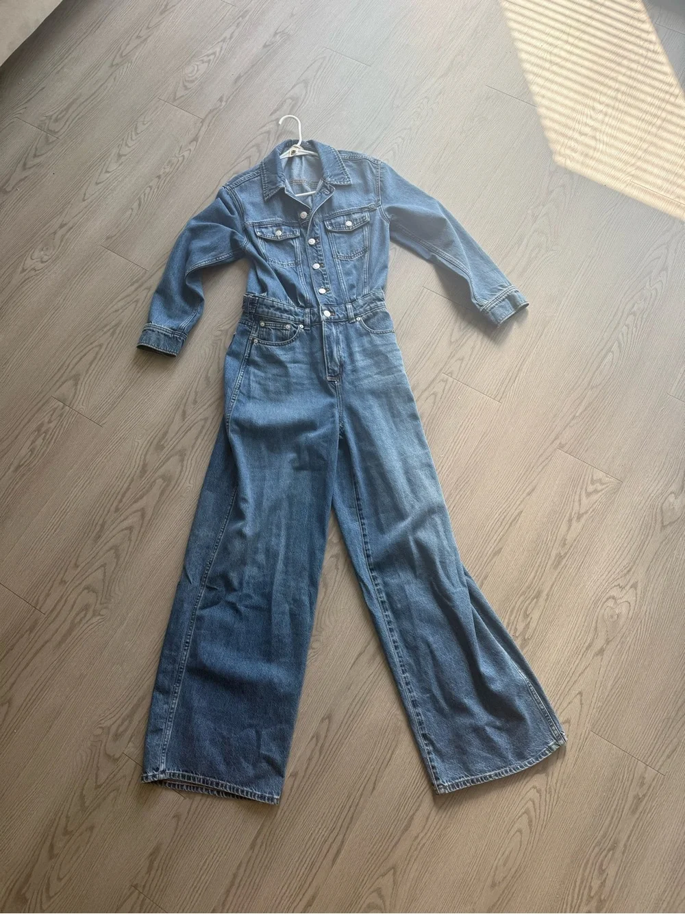 Madewell Blue Denim Wide-Leg Jumpsuit - Picture 1 of 3